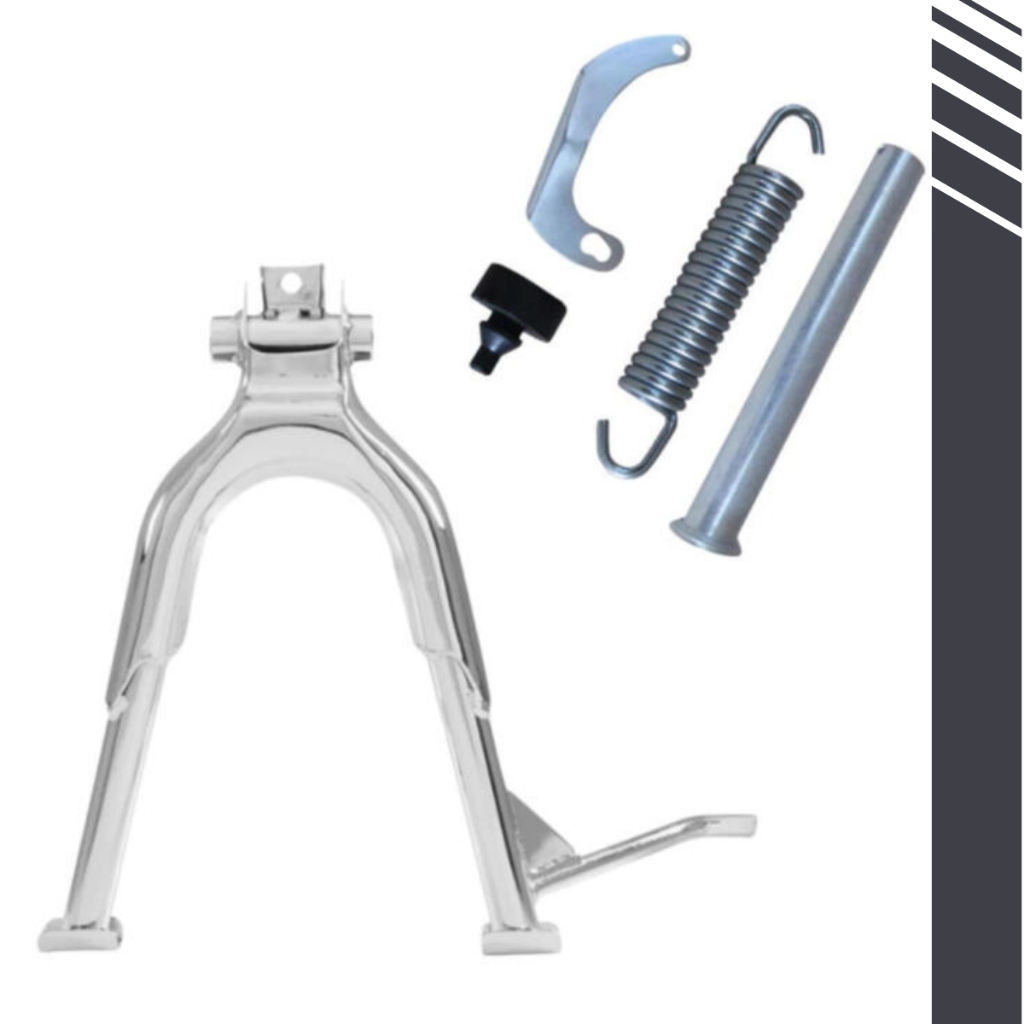 Kit Cavalete Central Tripé Cromado Titan Cg Fan 150 Todas + Kit fixação Completo Parafusos Molas e Pinos