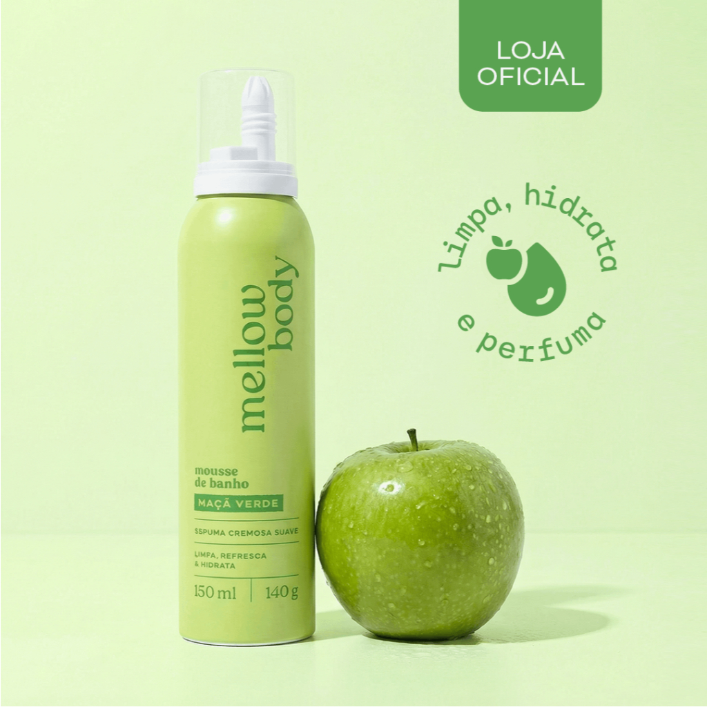 🍏 Sabonete Hidratante Perfumado Refrescante Corporal Mellow Body Chantilly Maçã Verde 150ml Mousse Espuma