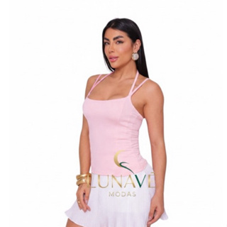 Corset Feminino, Suplex Cropped e Regata Alcinha Toque Poliamida – Moda Bloguerinha Tendência Verão em Oferta na Shopee