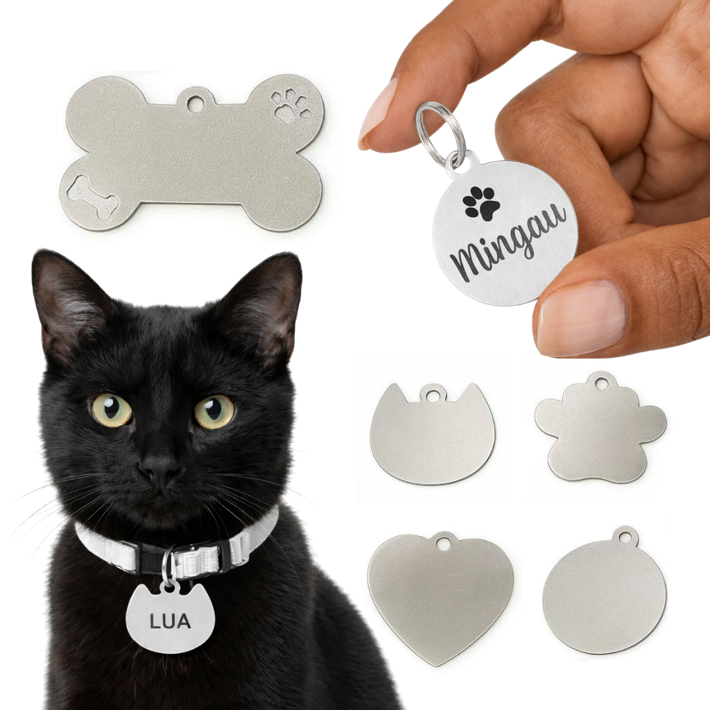 Placa Identificação Pet para Cachorro e Gato Personalizada a Laser em Oferta na Shopee