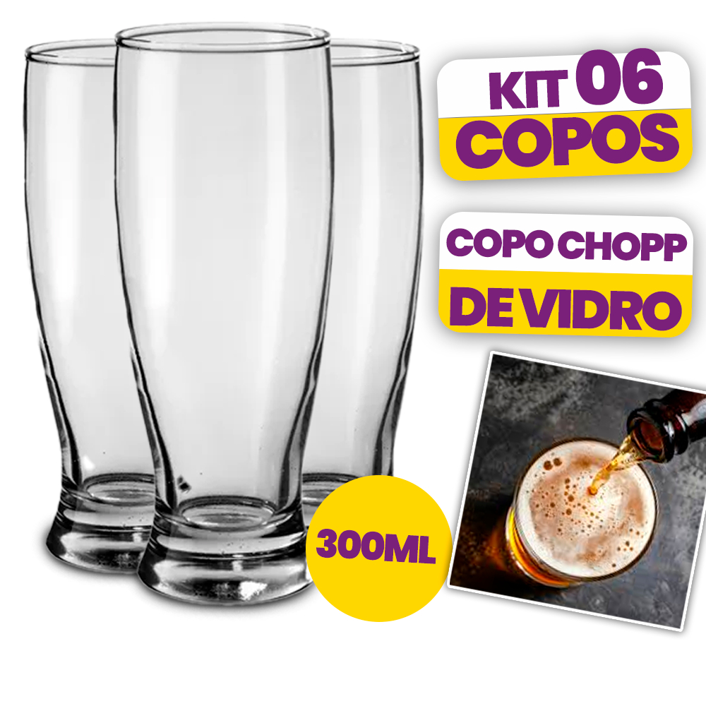 Kit Tulipa Cerveja De Vidro 300ml Conjunto 6, 12 ou 18 Tulipas