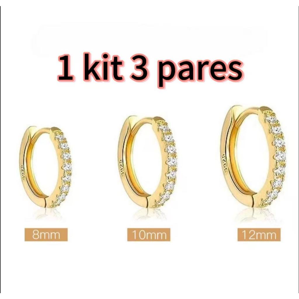 Brincos de aço inoxidável, brincos de argola simples com zircônia hipoalergênicos joias requintadas. em Oferta na Shopee