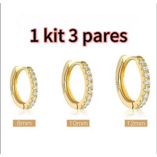 Brincos de aço inoxidável, brincos de argola simples com zircônia hipoalergênicos joias requintadas. em Oferta na Shopee