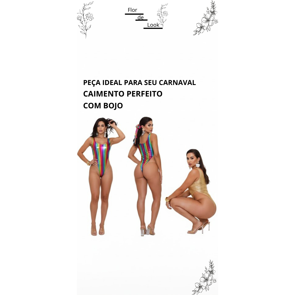 Body Asa Delta Maiô Collant Feminino Forro Duplo Cavado Bori Com Bojo Moda Do Carnaval