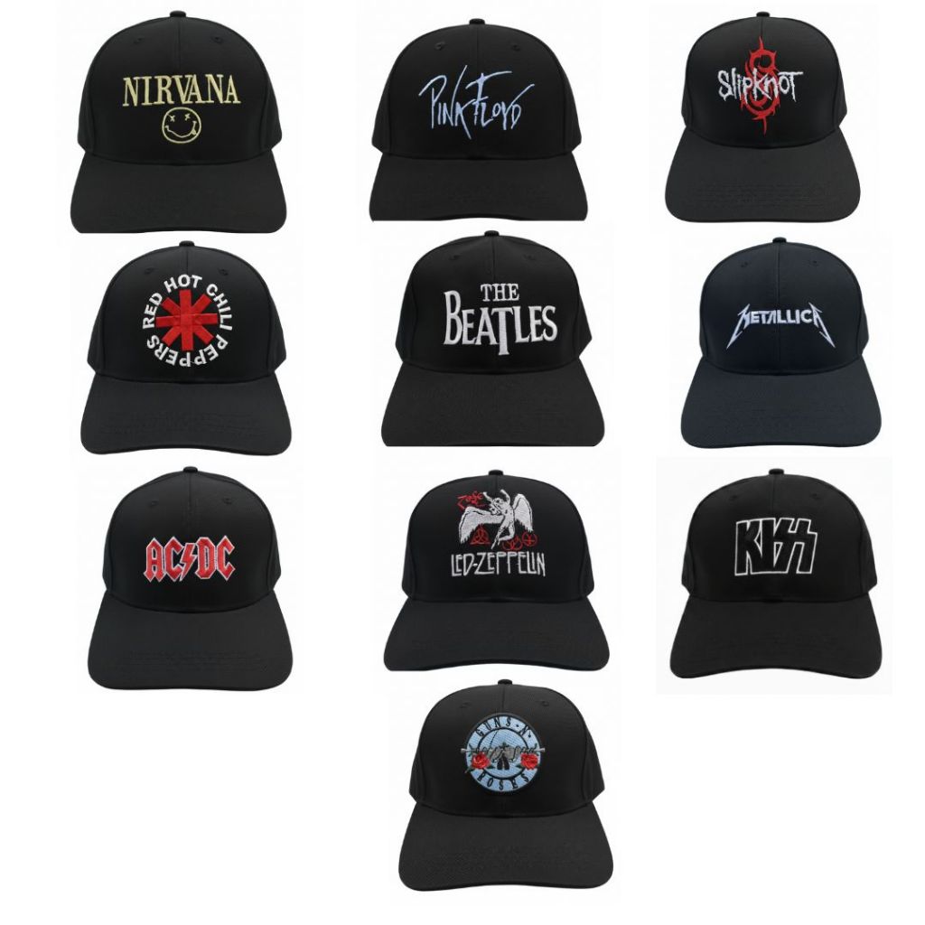 Boné Bandas de Rock Preto Bordado Mega Promoção em Oferta na Shopee