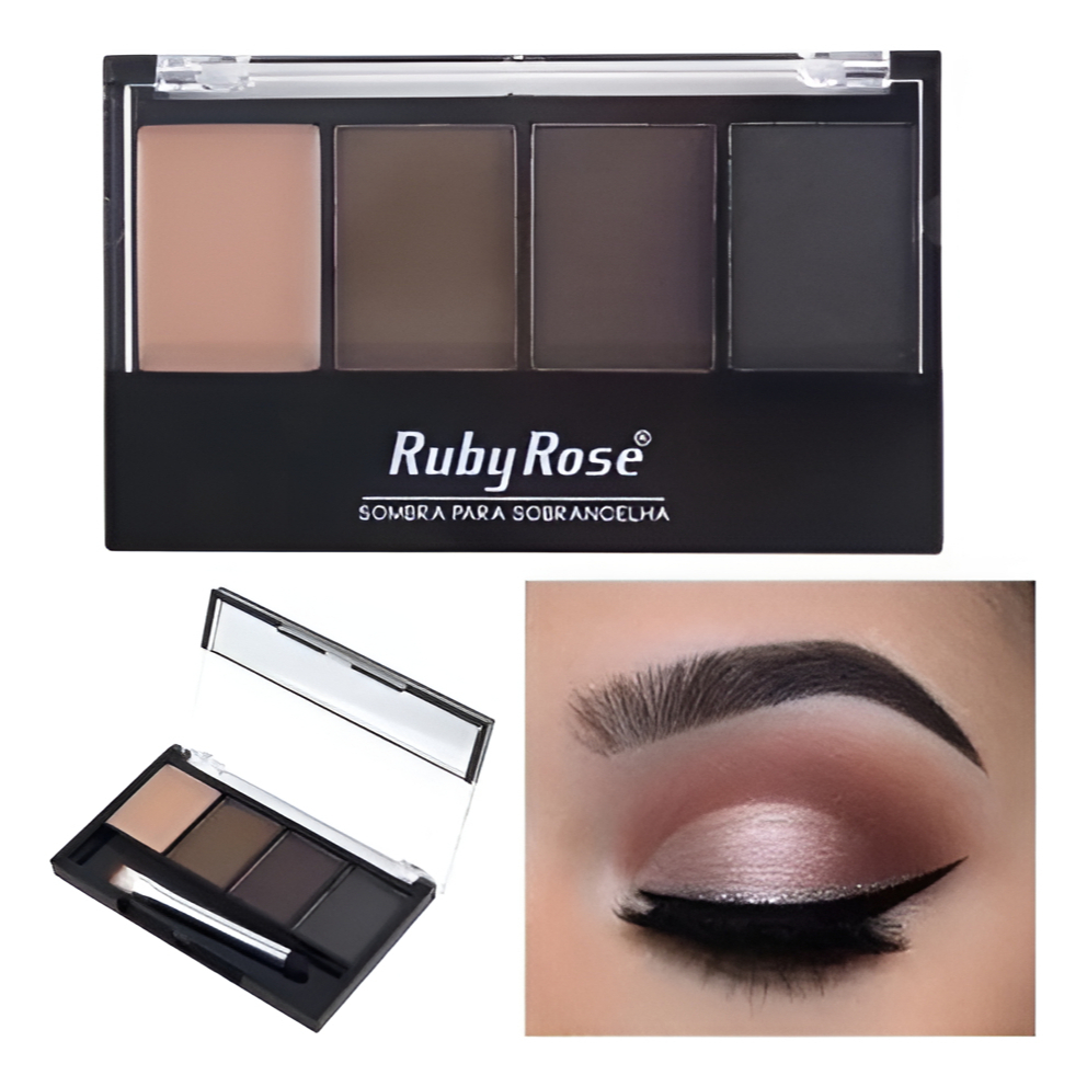 Paleta de Sombras para Sobrancelha Ruby Rose 3 Tons