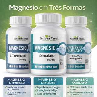 COMBO PERFEITO MAGNÉSIOS L-TREONATO QUELATO E DIMALATO 360 CÁPSULAS em Oferta na Shopee