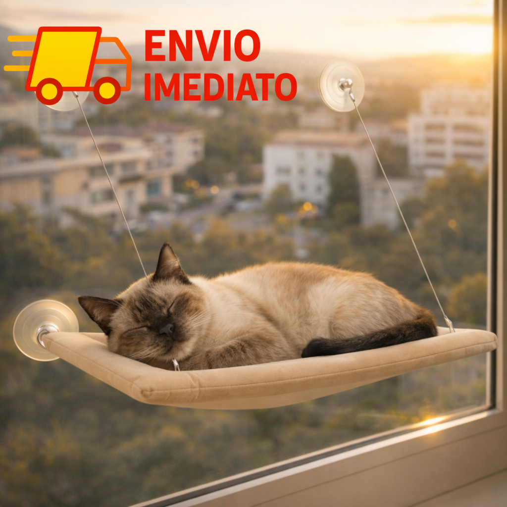 Cama de Janela para Gatos com Ventosas Suspensa Rede Reforçada Até 15kg