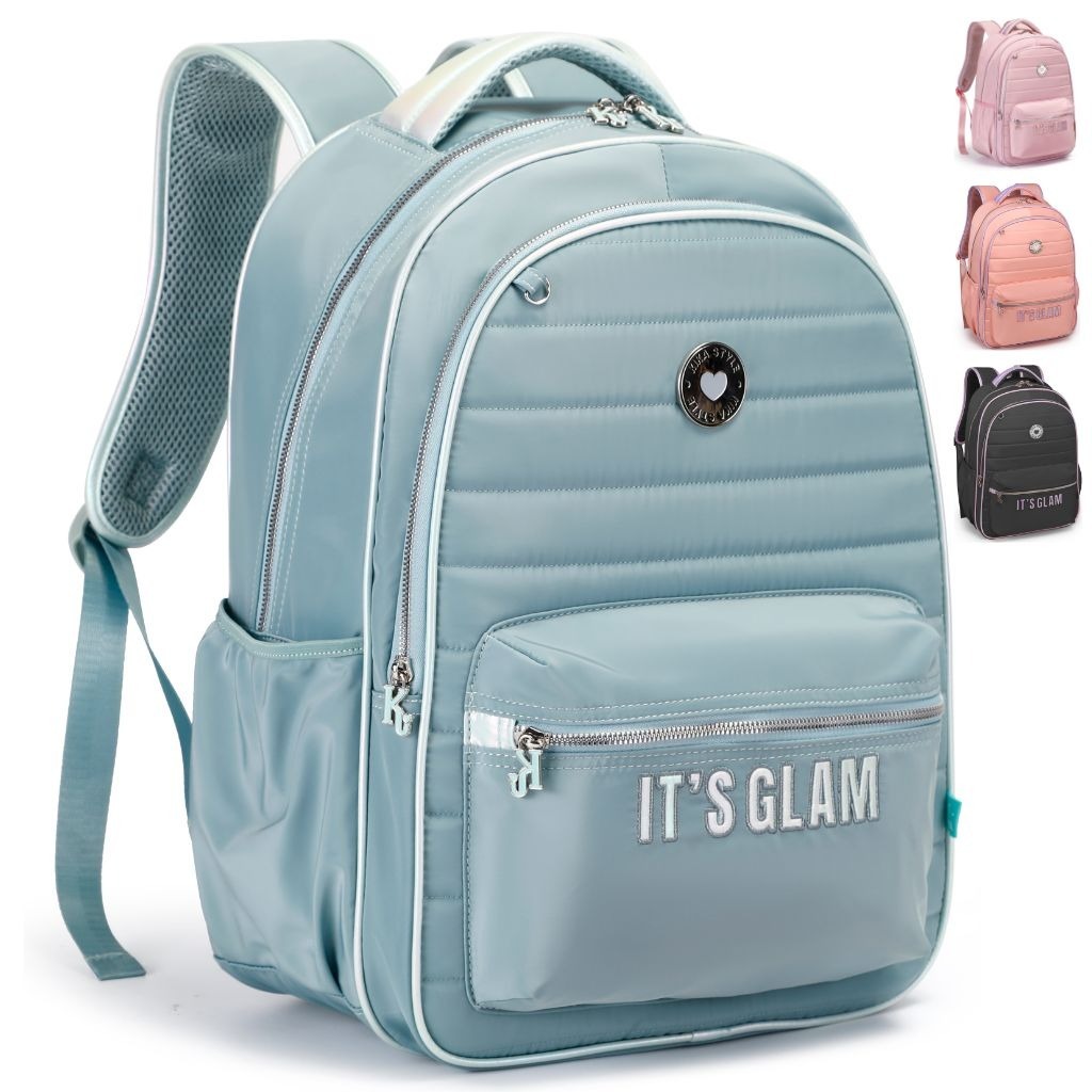 KIT Juvenil KIKA Mochila It’s Glam Escolar Feminina com Estojo Moderna e Espaçosa - kit JUVENIL