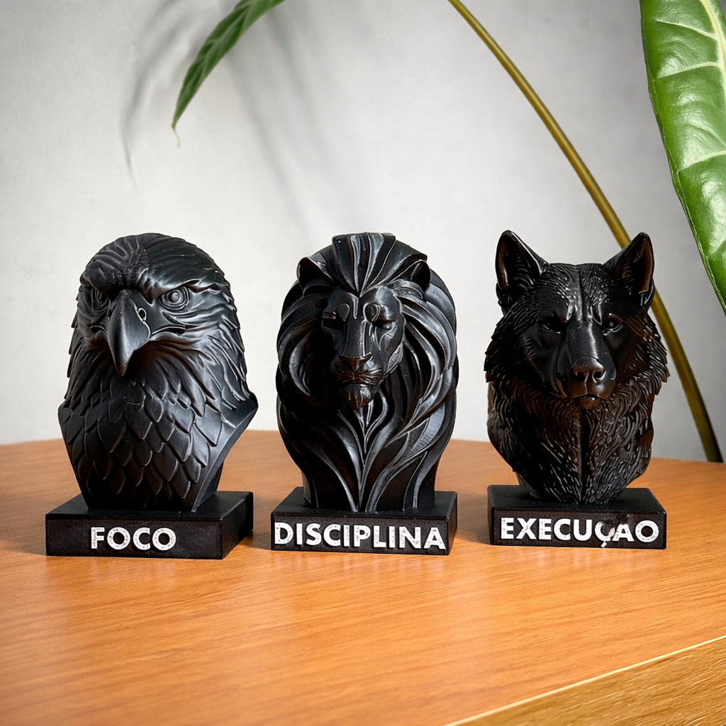 Estátuas Decorativas Águia Leão Lobo – Foco Disciplina Execução – Decoração Sala Motivacional Escritório Mesa Sala em Oferta na Shopee