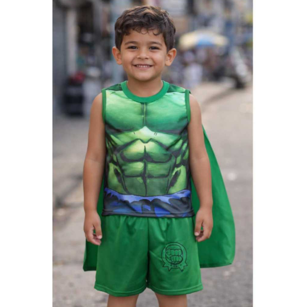 Fantasia menino Infantil Conjunto do 2 a 10 anos Super heróis com capa Pronta Entrega