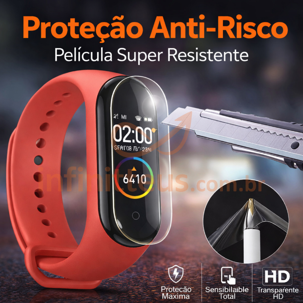 Película COBRE TUDO p/Mi Band 10 9 8 7 6 5 4 3 Hidrogel Transparente Cristal [Envio HOJE]