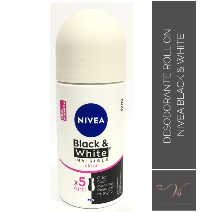 Desodorante Roll-On Nivea Invisible Black & White Clear 50ml 72H