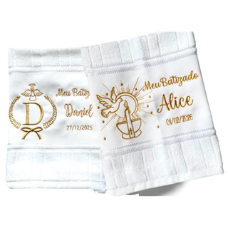 Toalha de Boca e mão Meu Batizado Com Nome Bordado Anjinho- Batizmo em Oferta na Shopee