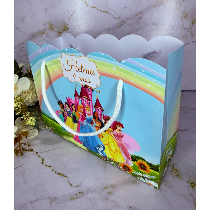 Sacolinha As Princesas Disney Personalizada | Sacola para doces personalizada | Sacola As Princesas PEGUE e MONTE