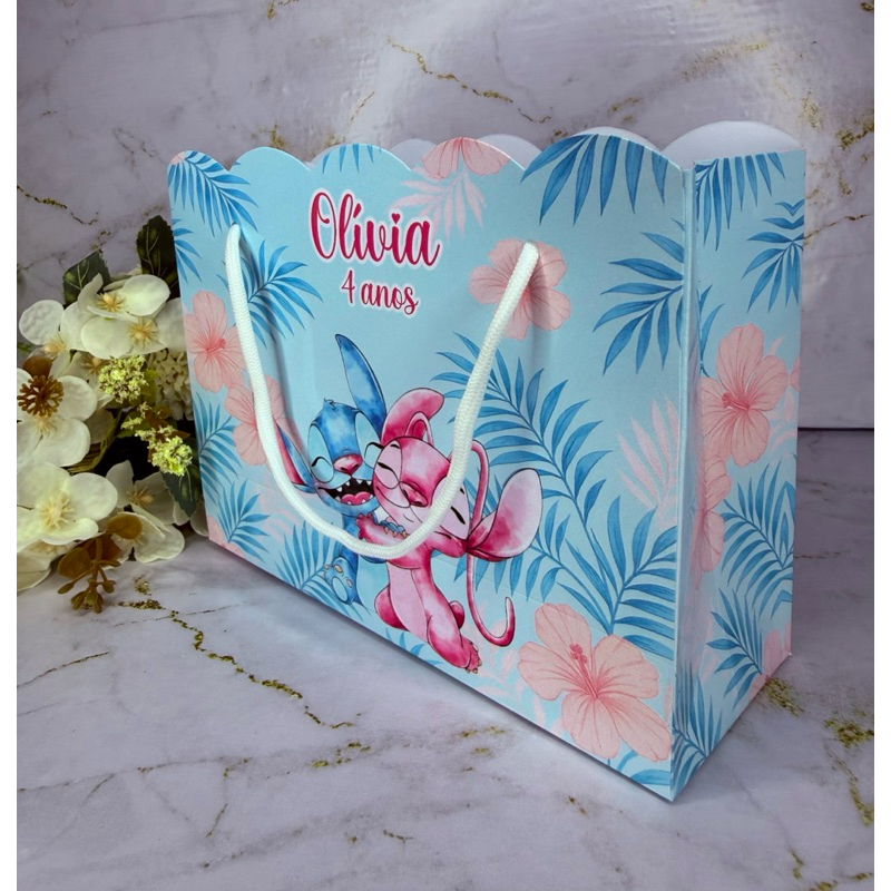 Sacolinha Stitch Personalizada | Sacola para doces personalizada | Lembrancinha Stitch | Sacola Stitch PEGUE e MONTE