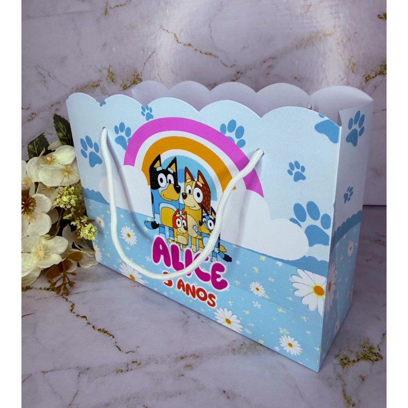 Sacolinha Bluey Personalizada | Sacola para doces personalizada | Lembrancinha Bluey | Sacola Bluey PEGUE e MONTE