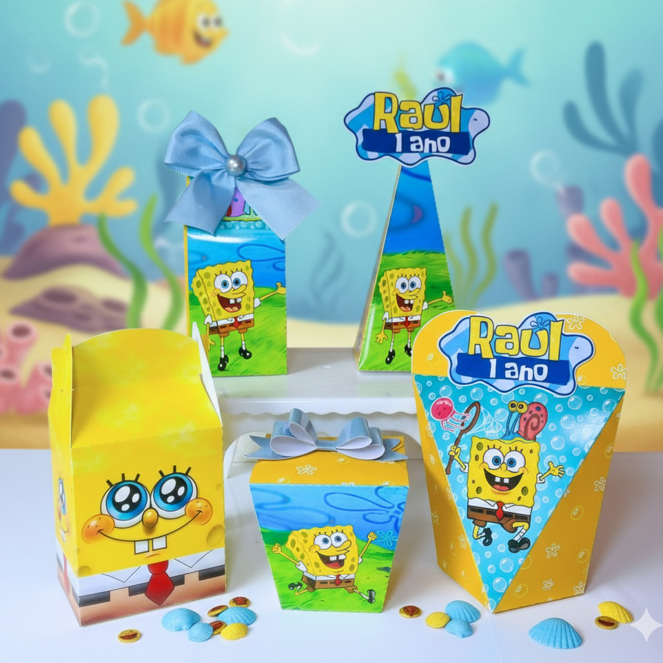 Kit Caixas Personalizados Bob Esponja | Lembrancinhas | Festa Infantil | Aniversário | Festa