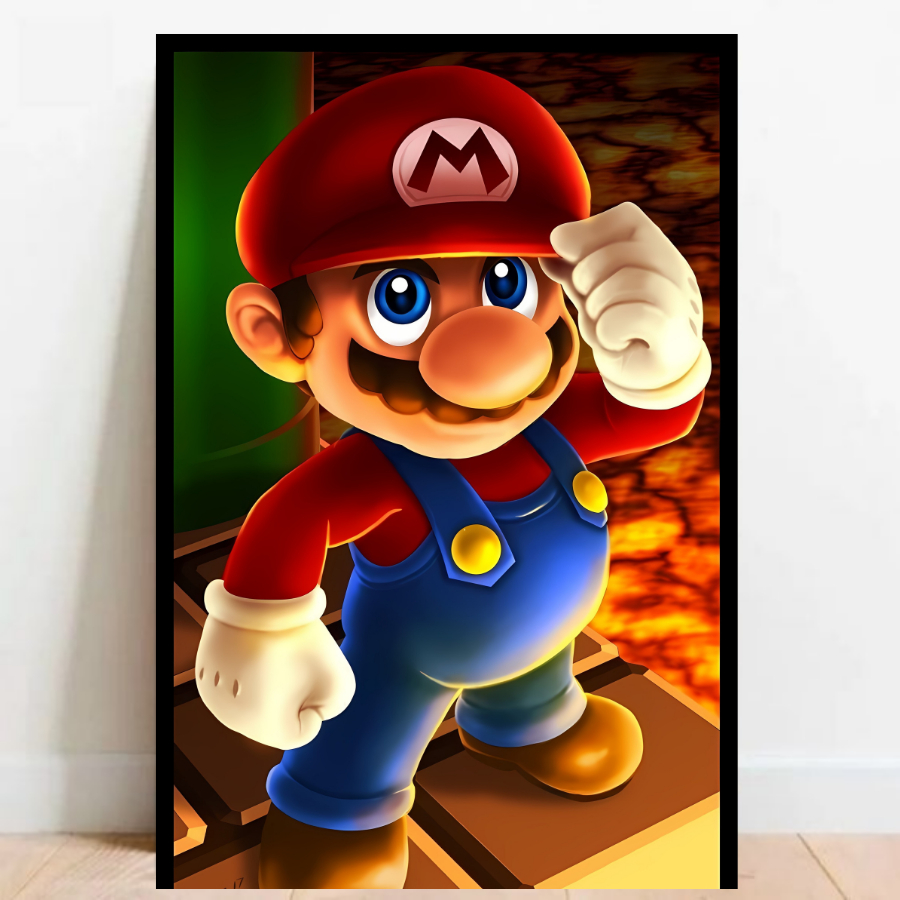 Quadro Gamer Placa decorativa Super Mario World video games sem moldura a2 04