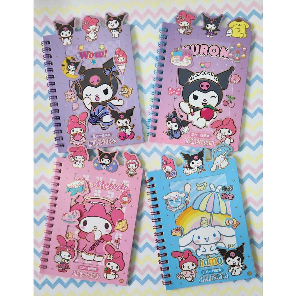 Caderno de Adesivos Sanrio Kuromi e My Melody