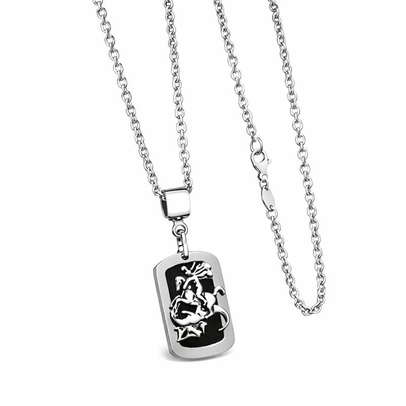 Corrente Cordão Masculino Pingente São Jorge J-1082 Aço Inox