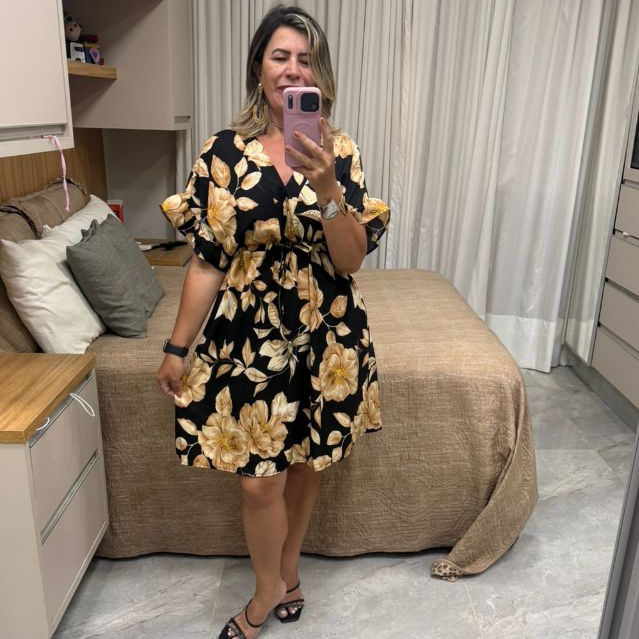 vestido mid  plus size no tecido crepe de ceda veste 44 ao 50    0339