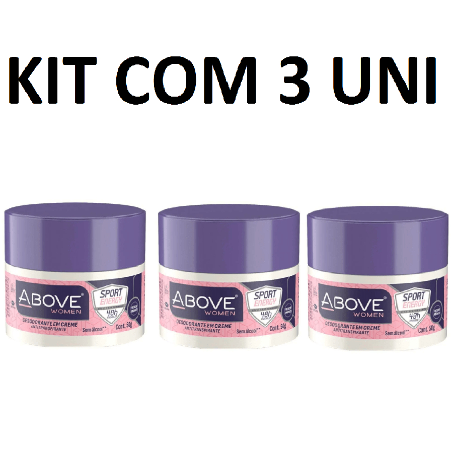 Kit 3 Desodorantes Creme Sport Women 50g Above
