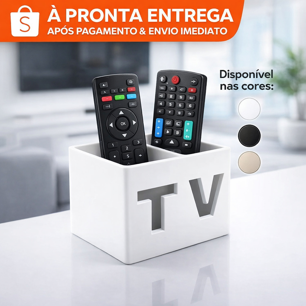 Suporte Porta Controle Remoto Universal 2 Controles – TV Ar Condicionado | Organizador Moderno
