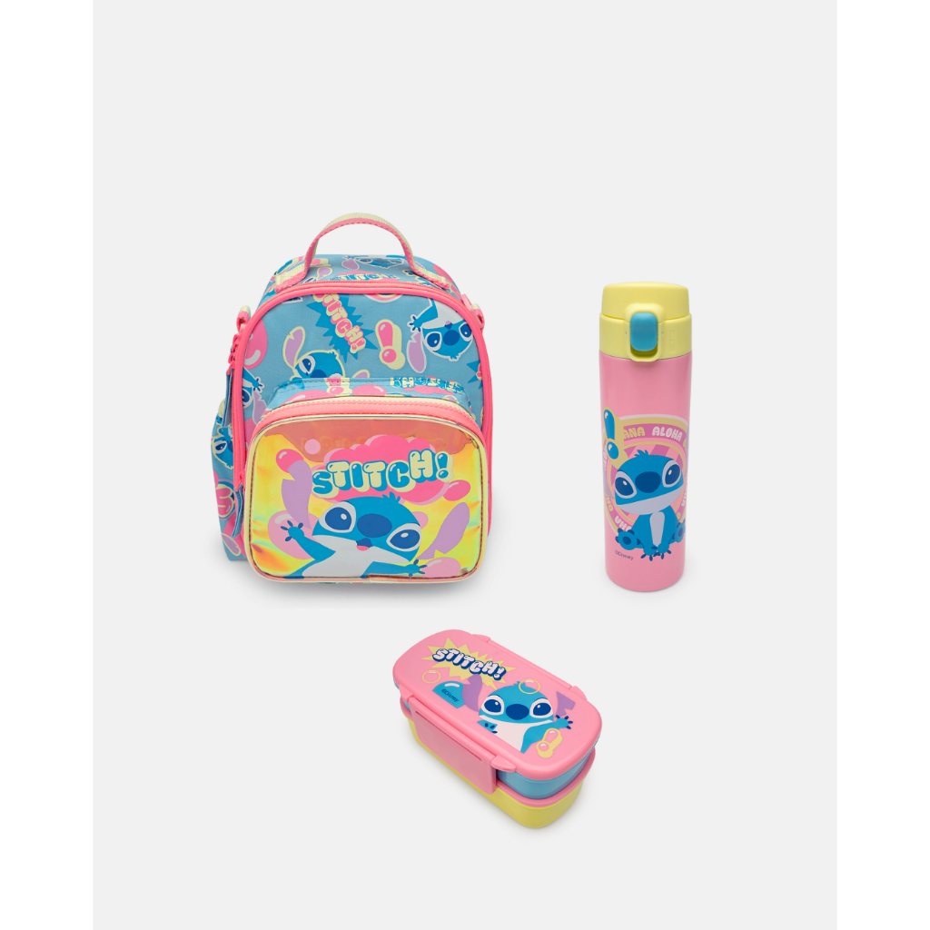 Kit Lancheira + Garrafa Térmica + Marmita Stitch Puket