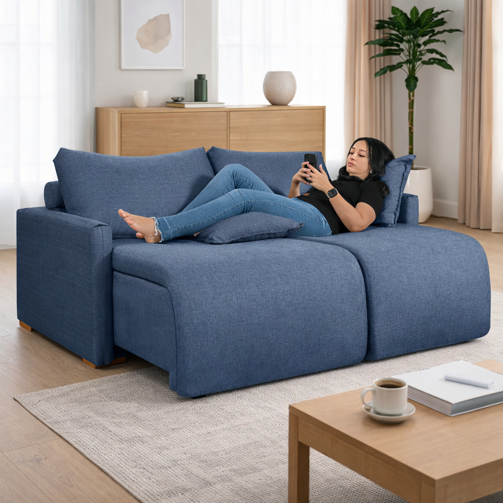 Sofá Cama Living Retrátil Milão Com Almofadas Soltas 1,80 em Linho