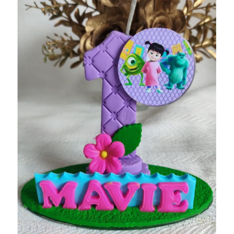 Vela de aniversário em biscuit monstros sa , topo de bolo 1,2,3,4,5
