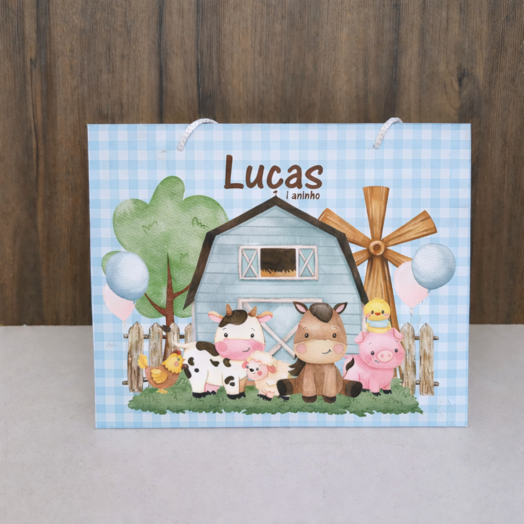 Sacolinha Personalizada Fazendinha Azul - Pegue e monte em Oferta na Shopee