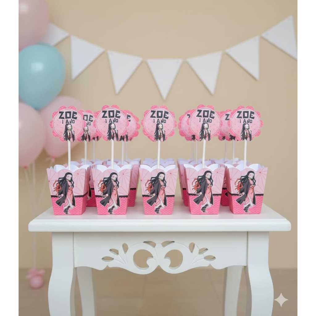 Centro de mesa Cachepo Personalizado festa infatil- Lembrancinhas Nezuko Kamado Pegue e monte
