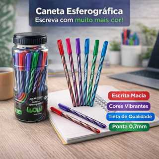 Caneta Colorida Esferográfica 0.7 Wow Fundo Preto Leo&Leo em Oferta na Shopee