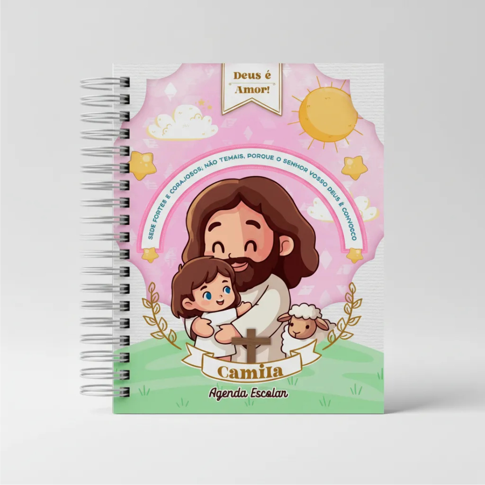 Agenda Creche Infantil Berçario Jesus Capa Dura Rosa Jesus Cristâ em Oferta na Shopee