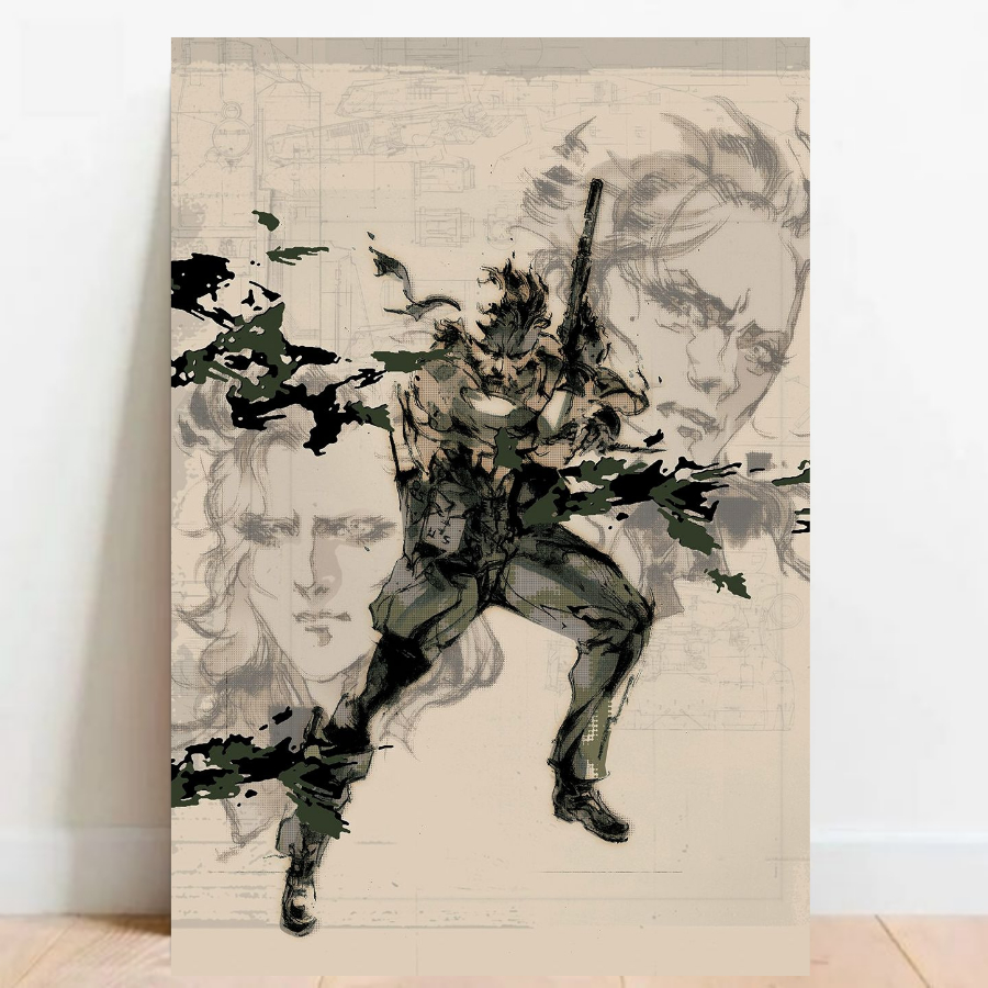 Quadro Gamer Placa decorativa Metal Gear Solid FPS video games sem moldura a2 06