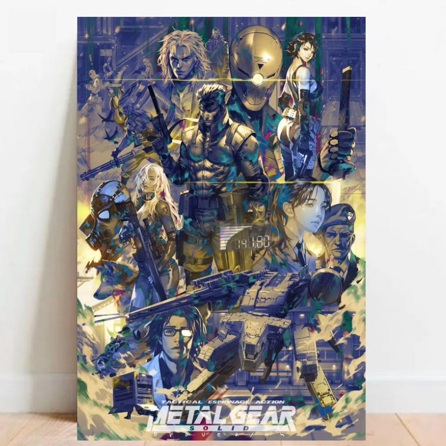 Quadro Gamer Placa decorativa Metal Gear Solid FPS video games sem moldura a2 07
