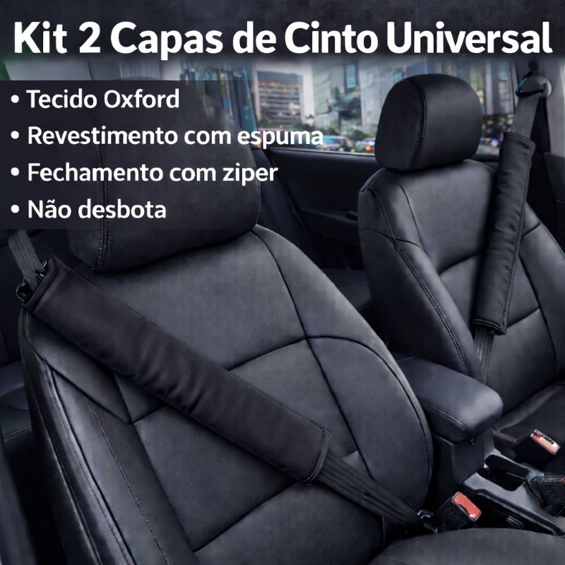KIT 2x Capas de Cinto de segurança serve para qualquer veículo Tecido Oxford (O PAR)COM ZÍPER