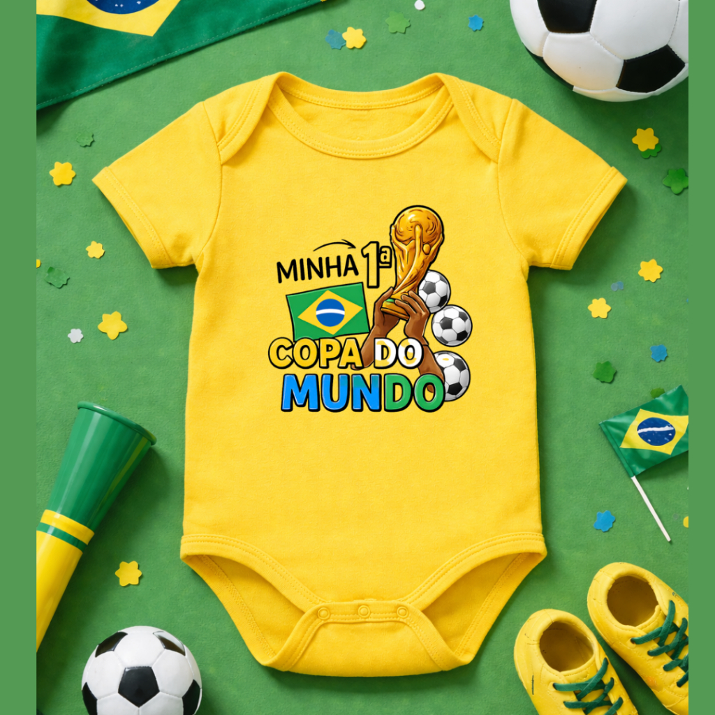 Body Bebê Infantil Unissex Minha primeira Copa do Mundo taça Brasil  Times de futebol em Oferta na Shopee