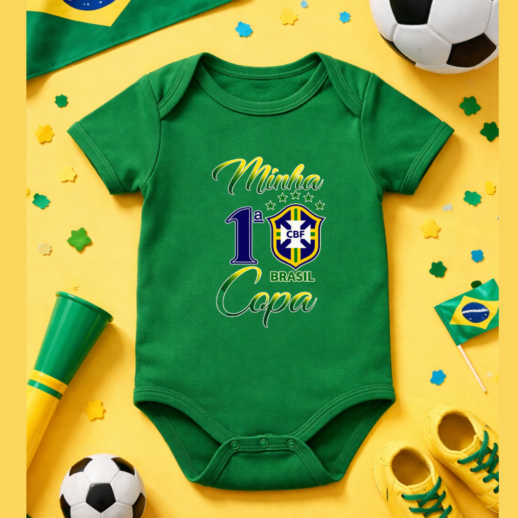 Body Bebê Infantil Unissex Minha primeira Copa do Mundo Brasão Brasil Times de futebol em Oferta na Shopee