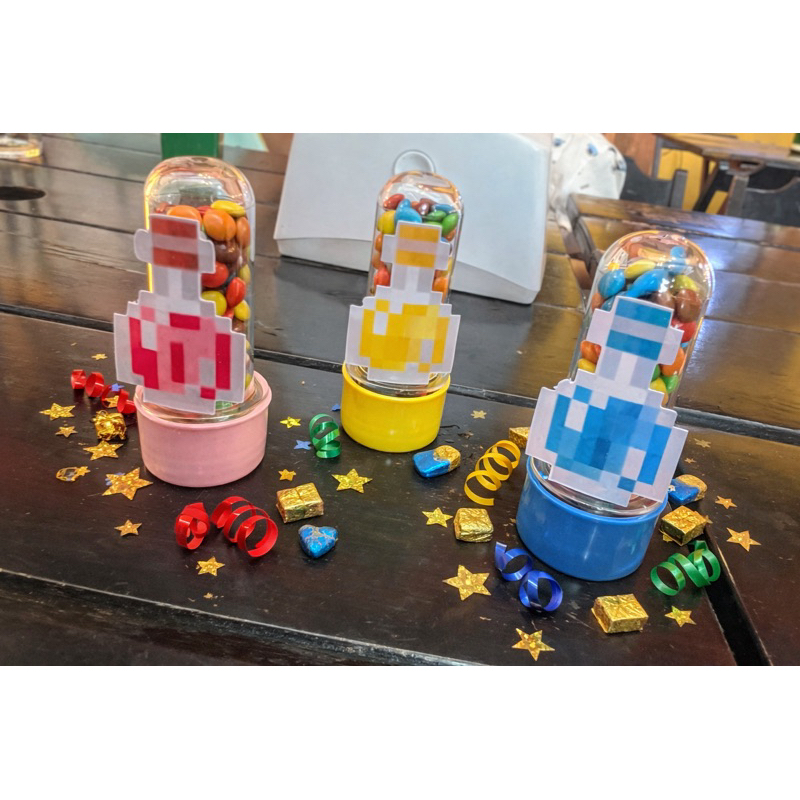 25 Apliques 4x4cm de poções para Tubete Minecraft - Aniversário -Festa infantil -Lembrancinhas personalizadas