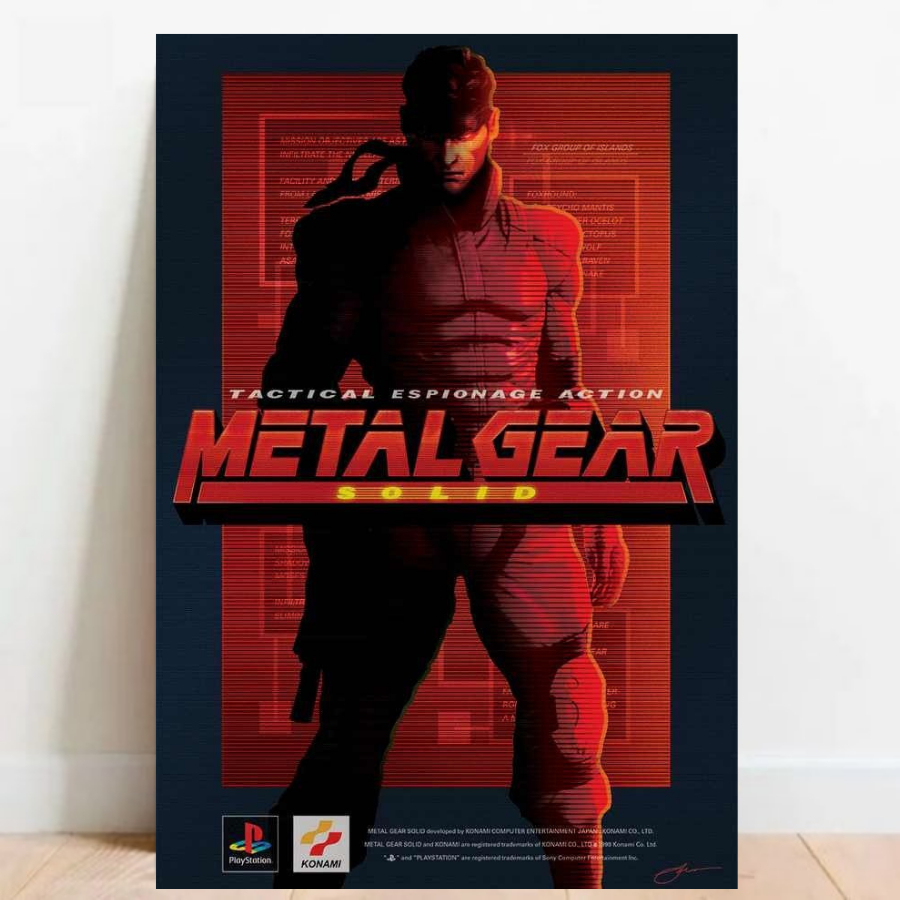 Quadro Gamer Placa decorativa Metal Gear Solid FPS video games sem moldura a2 021