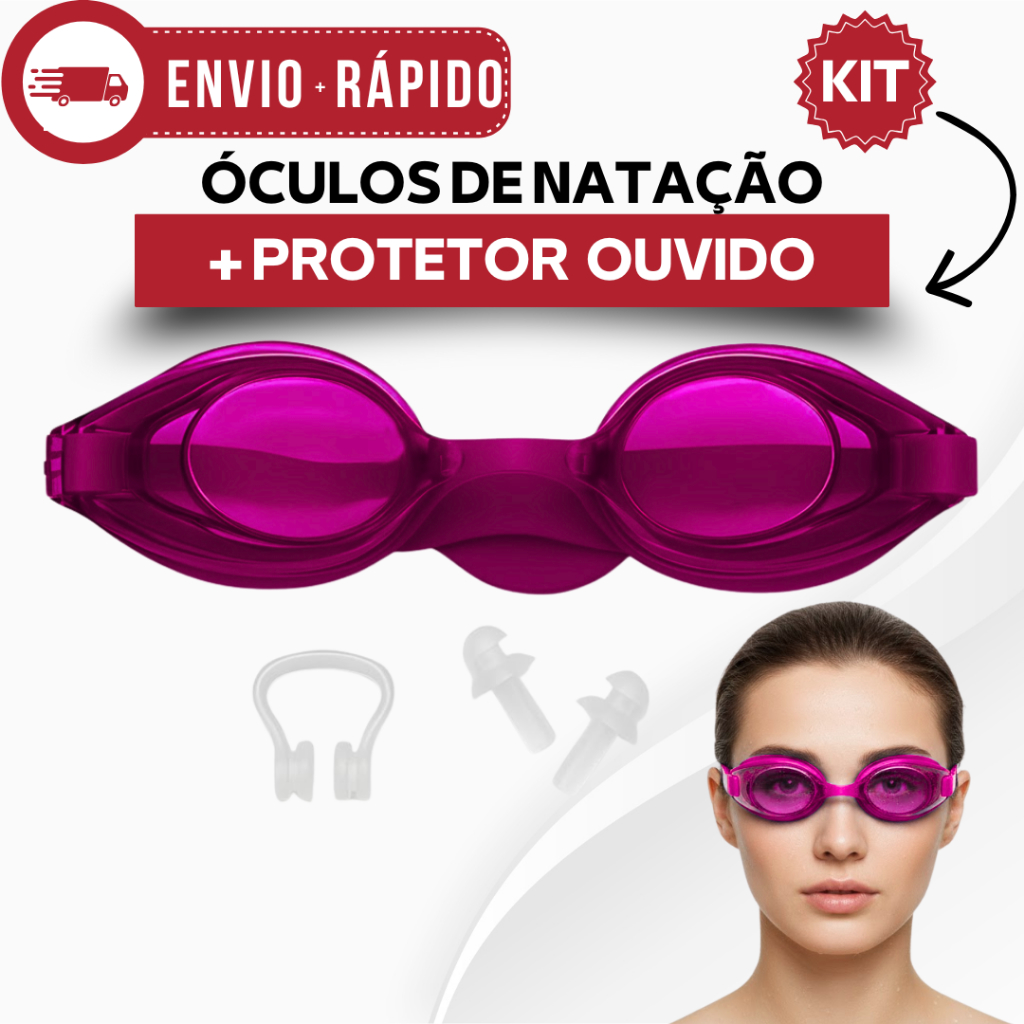 Oculos de Natação Silicone Regulavel Com alça E protetor de ouvido, nasal varias cores Kids e Adulto em Oferta na Shopee