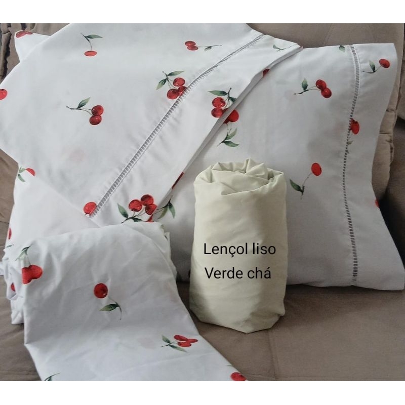 Jogo de Cama Lençol Queen 4 Peças 200 fios 100% algodão em Oferta na Shopee