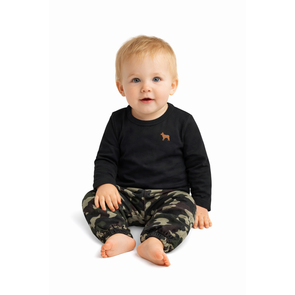 Conjunto Mauricinho Casual Menino Frio Com Calça Camuflada Fresquinho Manga Longa Pet Tamanho 1 2 3 4 6 8