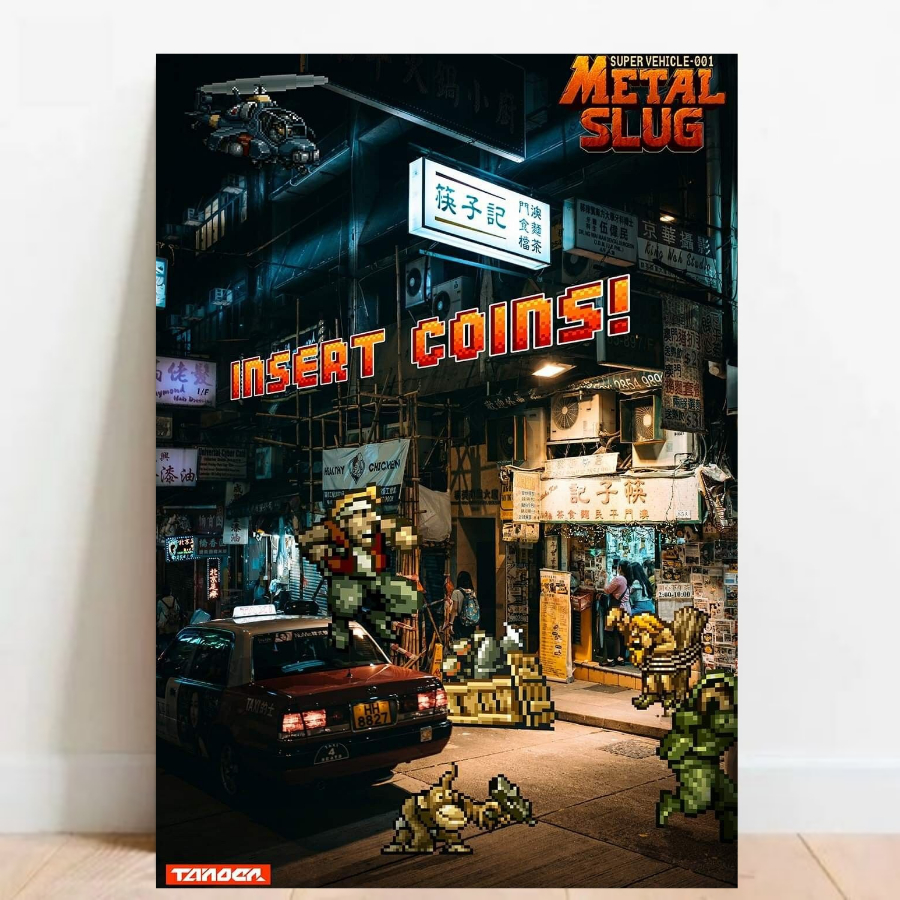 Quadro Gamer Placa decorativa Metal Slug video games sem moldura a2 07