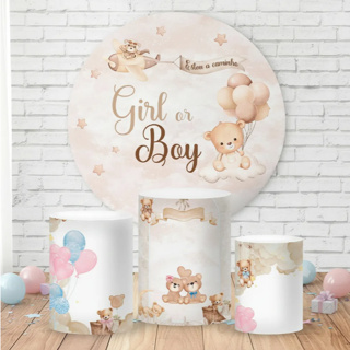 Kit Painel Capa Trio Cilindros Chá Revelação Bebe A Caminho em Oferta na Shopee