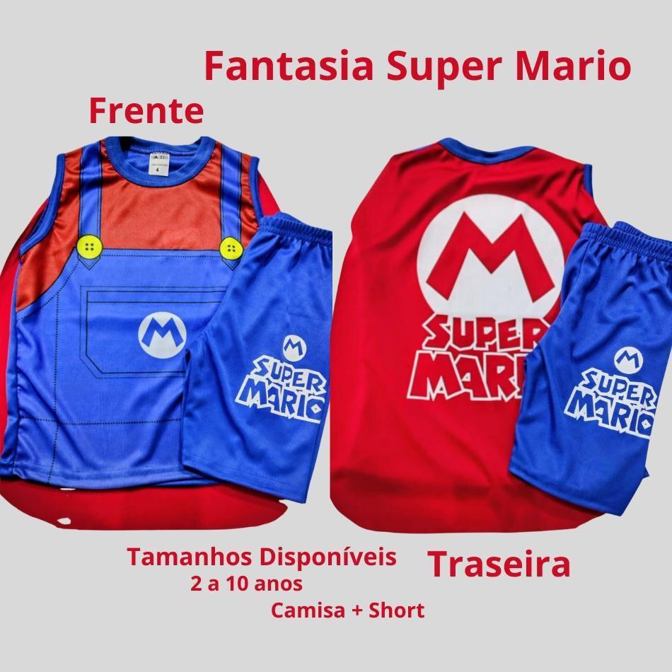 Fantasia Infantil Menino Super Heróis Aniversário Super Mario Pronta Entrega