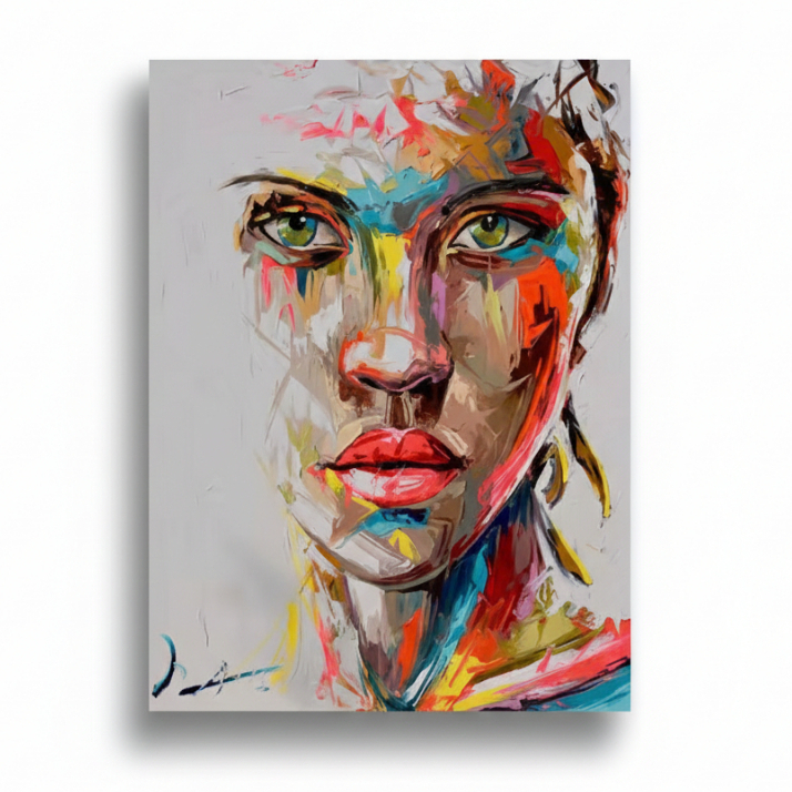 Quadro decorativo Moça séria com o rosto pintado aesthetic pintura (1 peça)