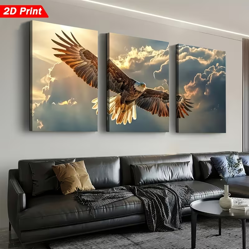 Quadro Decorativo Águia Imperial em Voo entre Nuvens